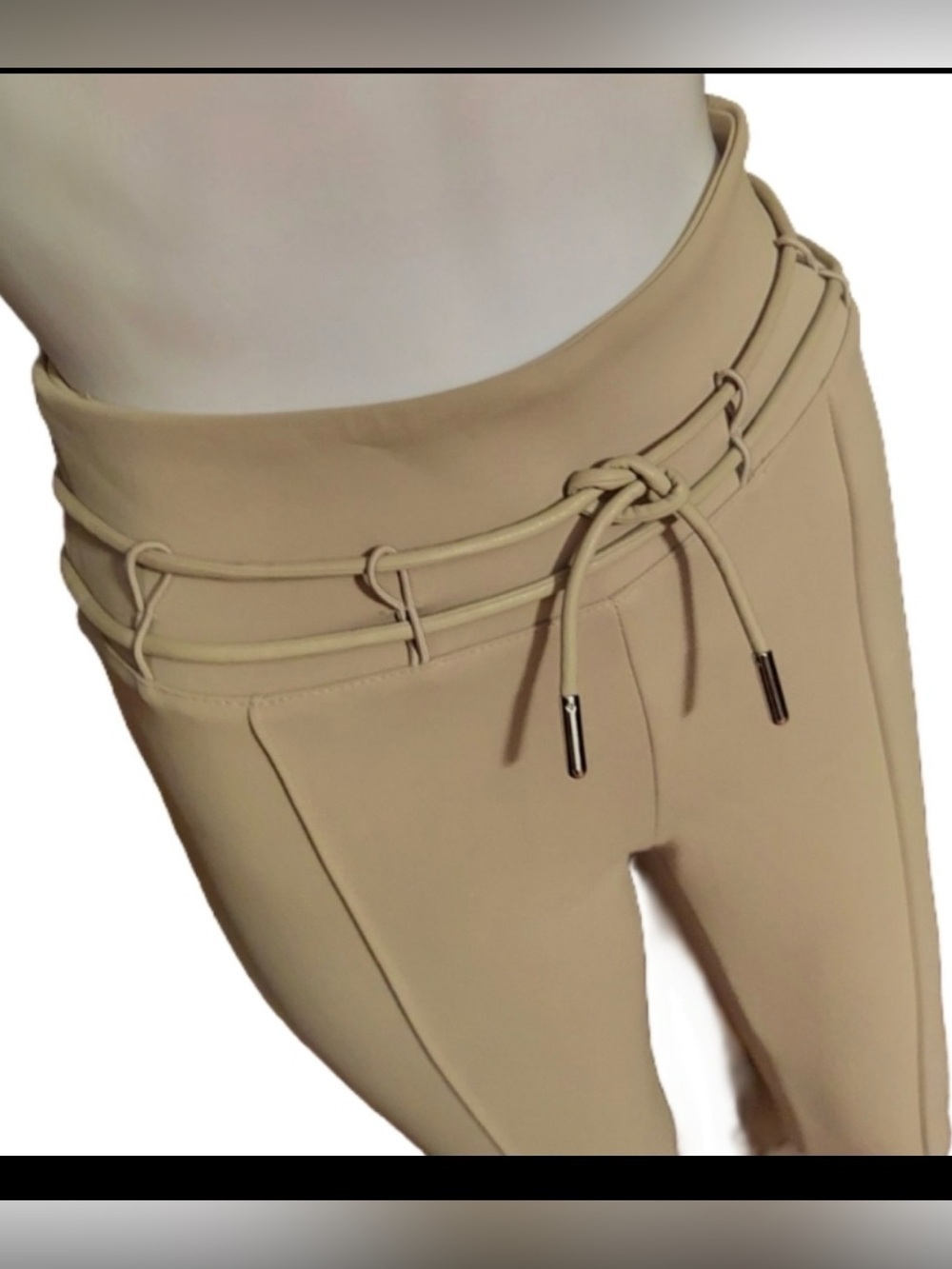 Manière De Voir Beige Neoprene Pintuck Leggings XS High Waist - Picture 4 of 16